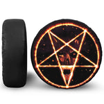Flame Satanic Pentagram Print Leather Spare Tire Cover