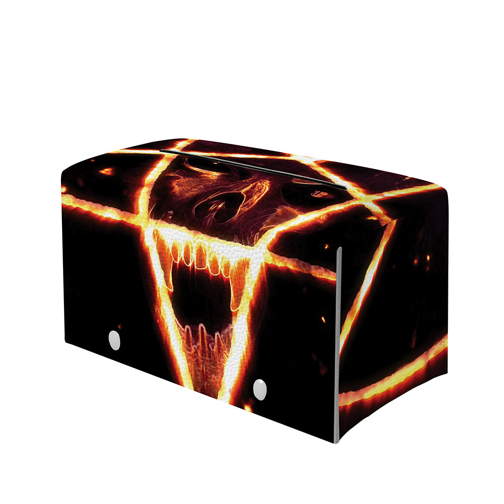 Flame Satanic Pentagram Print Leather Tissue Box Cover