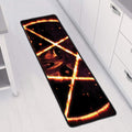 Flame Satanic Pentagram Print Long Kitchen Mat