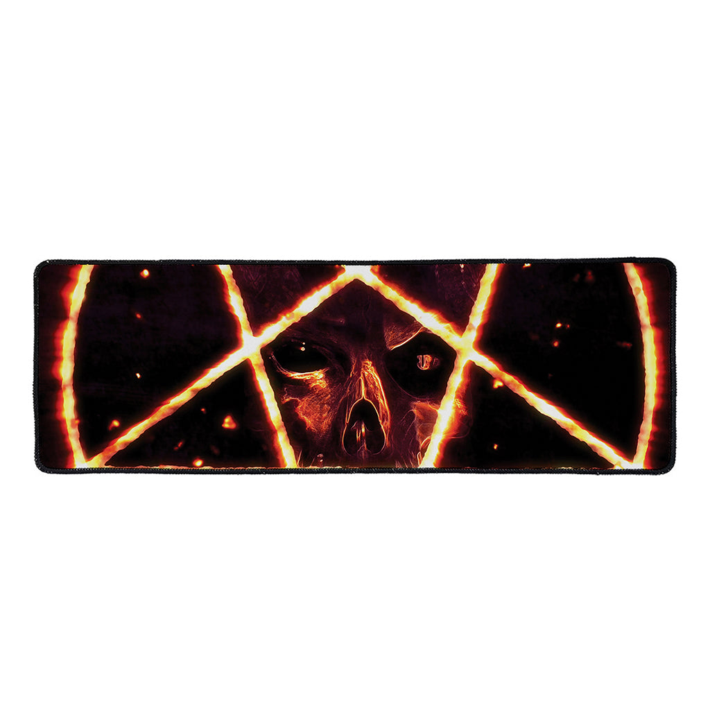 Flame Satanic Pentagram Print Long Kitchen Mat