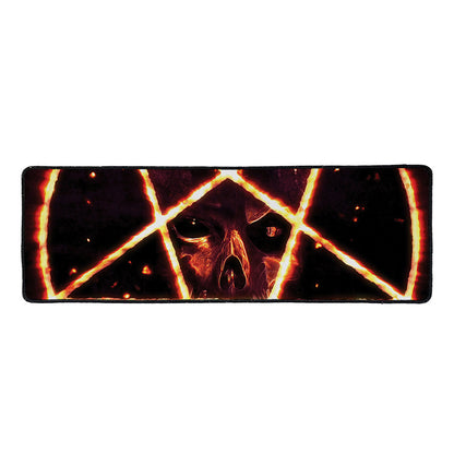 Flame Satanic Pentagram Print Long Kitchen Mat