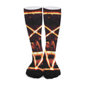 Flame Satanic Pentagram Print Long Socks