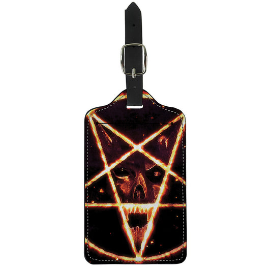 Flame Satanic Pentagram Print Luggage Tag
