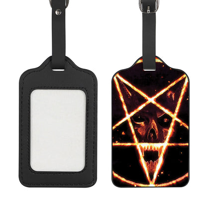 Flame Satanic Pentagram Print Luggage Tag