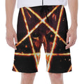 Flame Satanic Pentagram Print Men's Beach Shorts