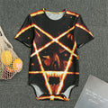 Flame Satanic Pentagram Print Men's Bodysuit
