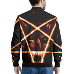 Flame Satanic Pentagram Print Men's Bomber Jacket