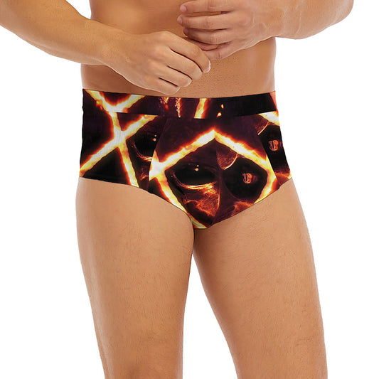 Flame Satanic Pentagram Print Men's Briefs