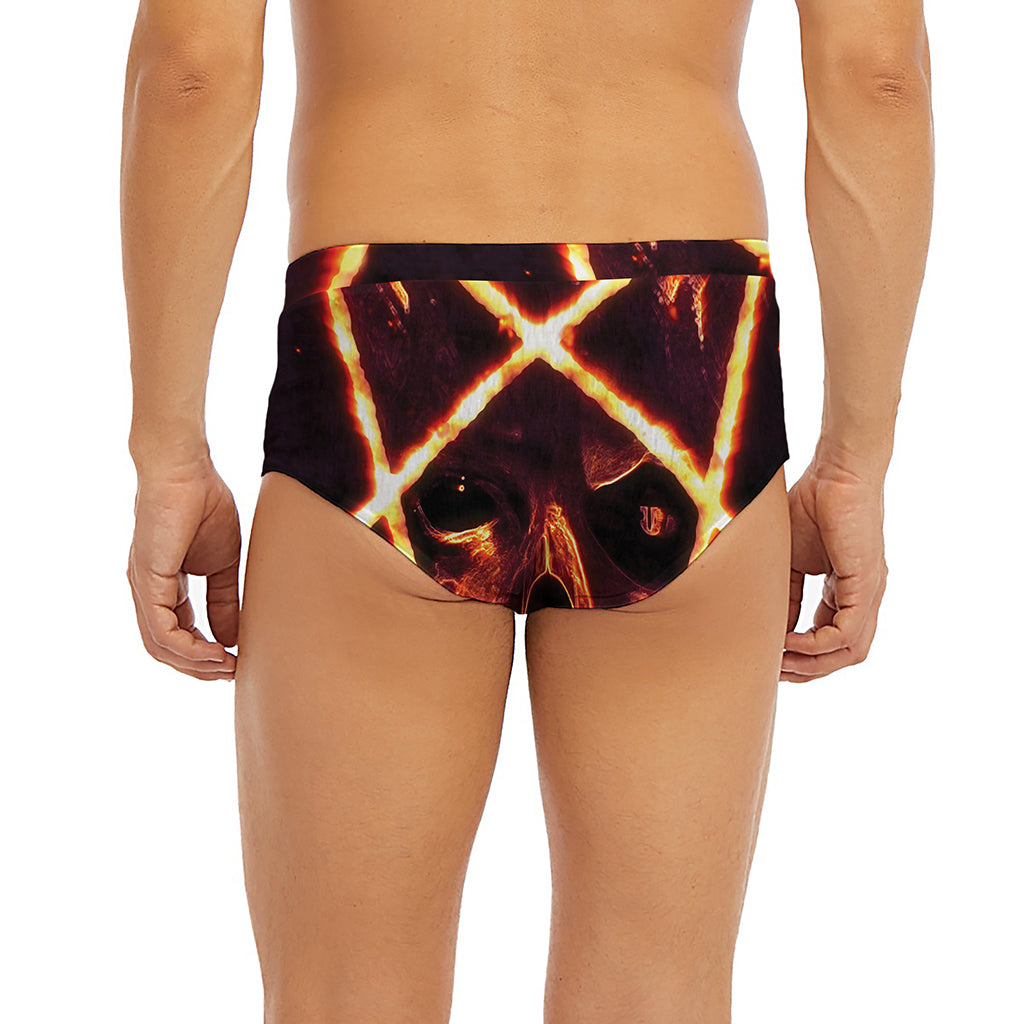 Flame Satanic Pentagram Print Men's Briefs