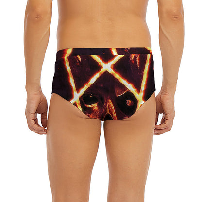 Flame Satanic Pentagram Print Men's Briefs