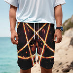 Flame Satanic Pentagram Print Men's Cargo Shorts