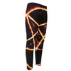 Flame Satanic Pentagram Print Men's Compression Pants