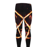Flame Satanic Pentagram Print Men's leggings
