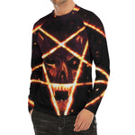 Flame Satanic Pentagram Print Men's Long Sleeve Rash Guard