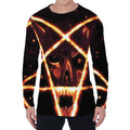 Flame Satanic Pentagram Print Men's Long Sleeve T-Shirt