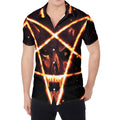 Flame Satanic Pentagram Print Men's Shirt