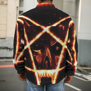 Flame Satanic Pentagram Print Men's Shirt Jacket