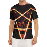 Flame Satanic Pentagram Print Men's Short Sleeve Rash Guard