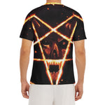 Flame Satanic Pentagram Print Men's Short Sleeve Rash Guard