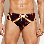 Flame Satanic Pentagram Print Men's Swim Briefs