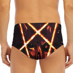 Flame Satanic Pentagram Print Men's Triangle Swim Briefs