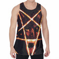 Flame Satanic Pentagram Print Men's Velvet Tank Top