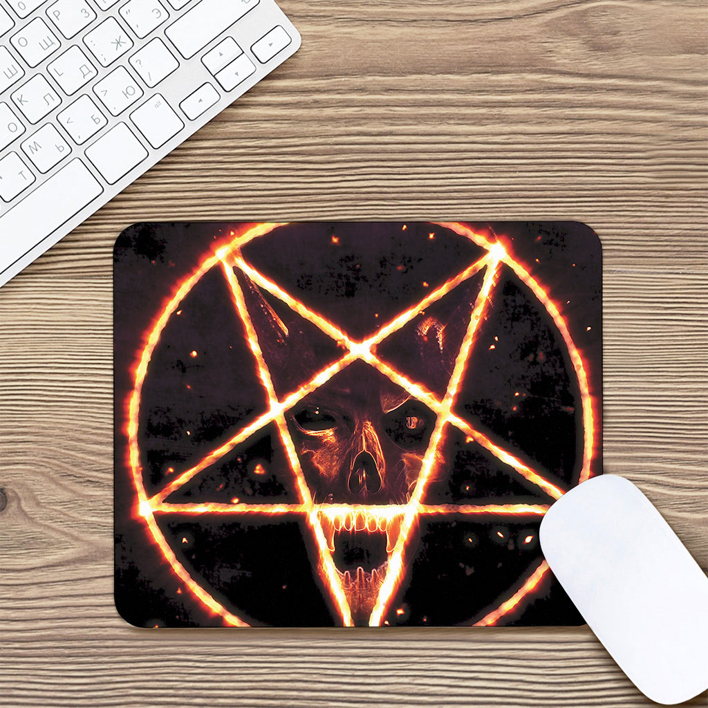 Flame Satanic Pentagram Print Mouse Pad