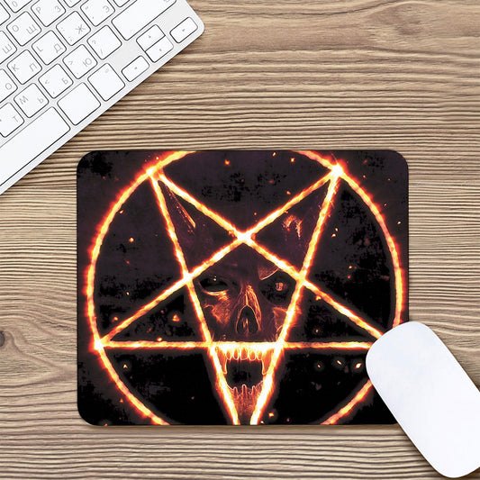 Flame Satanic Pentagram Print Mouse Pad