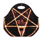 Flame Satanic Pentagram Print Neoprene Lunch Bag