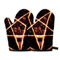 Flame Satanic Pentagram Print Oven Mitts