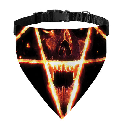 Flame Satanic Pentagram Print Over The Collar Dog Bandana