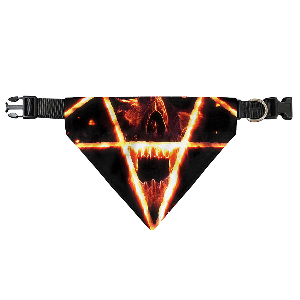 Flame Satanic Pentagram Print Over The Collar Dog Bandana