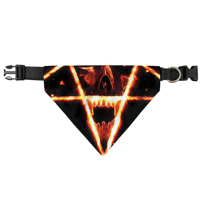 Flame Satanic Pentagram Print Over The Collar Dog Bandana