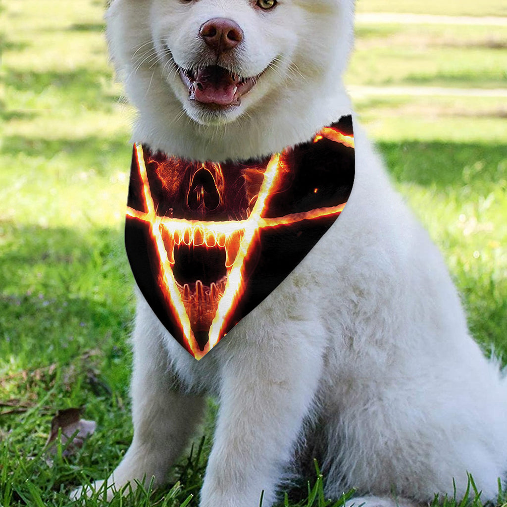 Flame Satanic Pentagram Print Over The Collar Dog Bandana