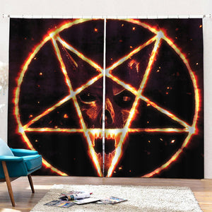 Flame Satanic Pentagram Print Pencil Pleat Curtains