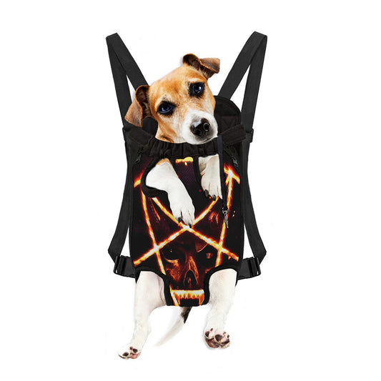 Flame Satanic Pentagram Print Pet Carrier Backpack