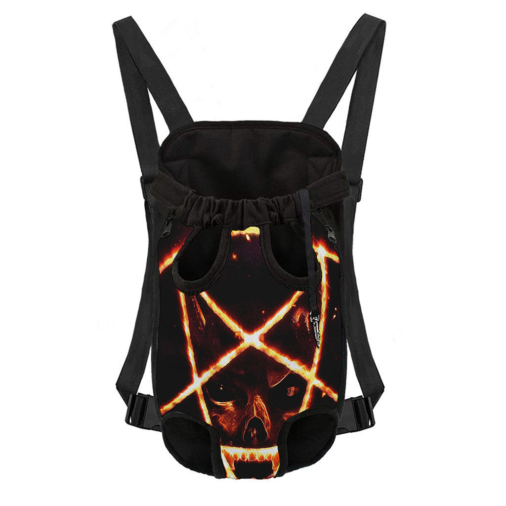 Flame Satanic Pentagram Print Pet Carrier Backpack