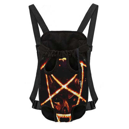 Flame Satanic Pentagram Print Pet Carrier Backpack