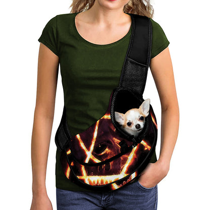 Flame Satanic Pentagram Print Pet Sling Carrier