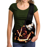 Flame Satanic Pentagram Print Pet Sling Carrier