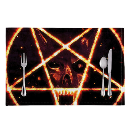 Flame Satanic Pentagram Print Placemat
