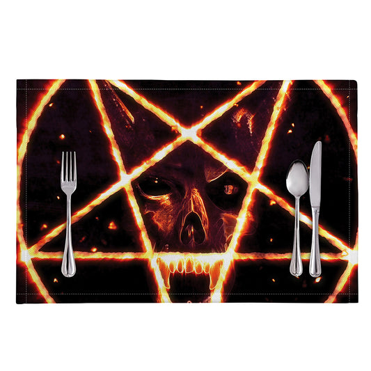 Flame Satanic Pentagram Print Placemat