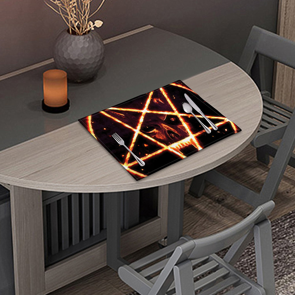 Flame Satanic Pentagram Print Placemat