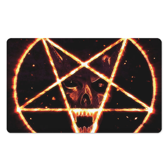 Flame Satanic Pentagram Print Polyester Doormat