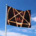 Flame Satanic Pentagram Print Polyester Flag