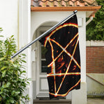 Flame Satanic Pentagram Print Polyester Flag