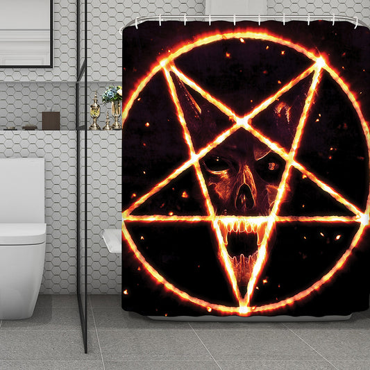 Flame Satanic Pentagram Print Polyester Shower Curtain