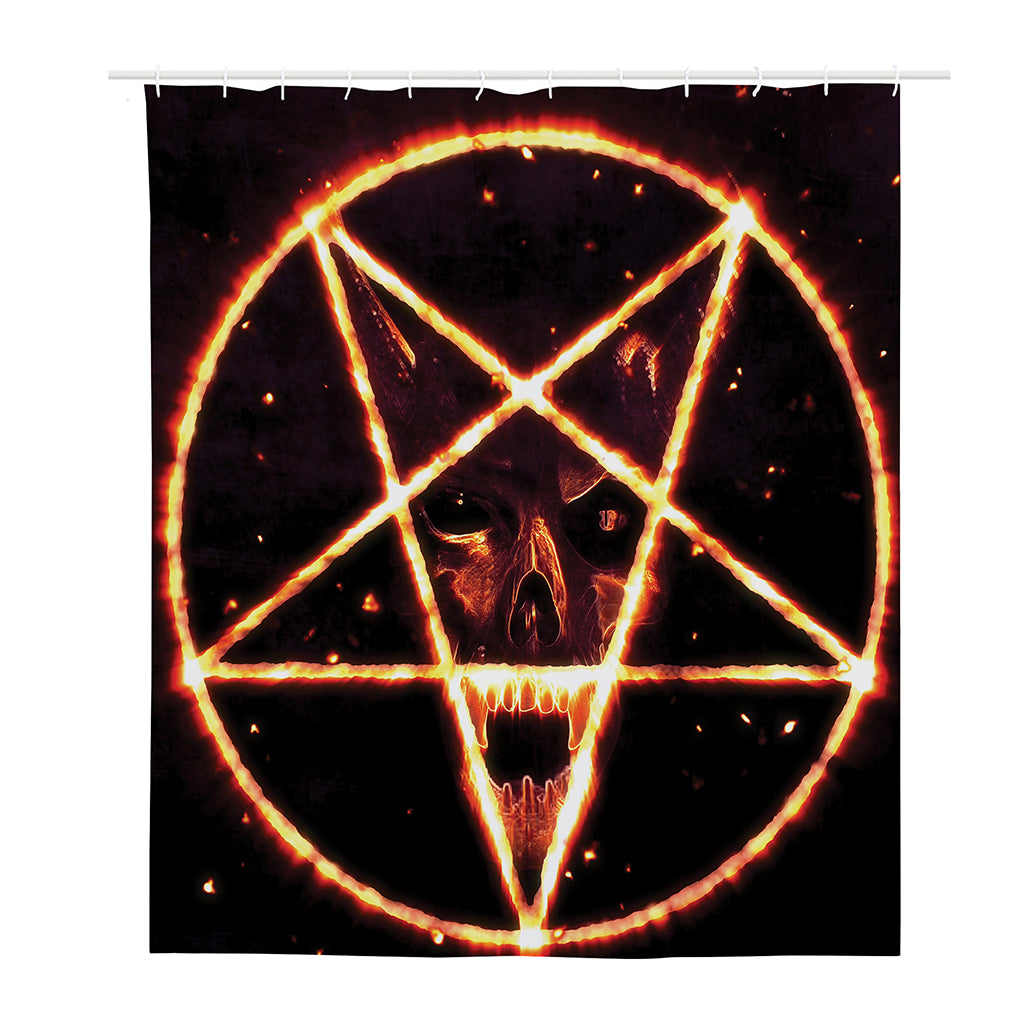 Flame Satanic Pentagram Print Polyester Shower Curtain