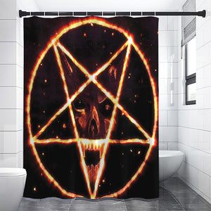 Flame Satanic Pentagram Print Premium Shower Curtain