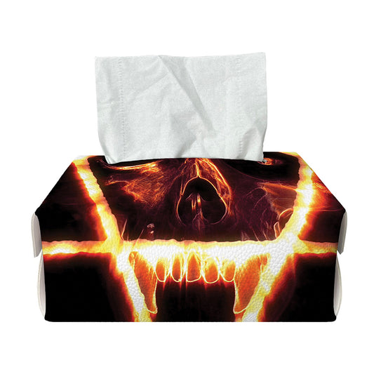 Flame Satanic Pentagram Print Rectangle Tissue Box Cover